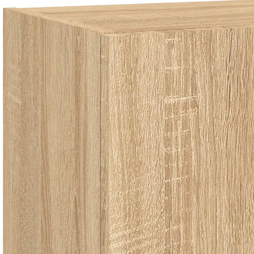 4-Delige Tv-Wandmeubelset Met Led Bewerkt Hout Sonoma eiken