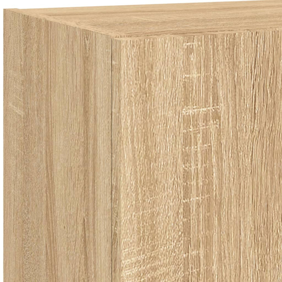 4-Delige Tv-Wandmeubelset Met Led Bewerkt Hout Sonoma eiken