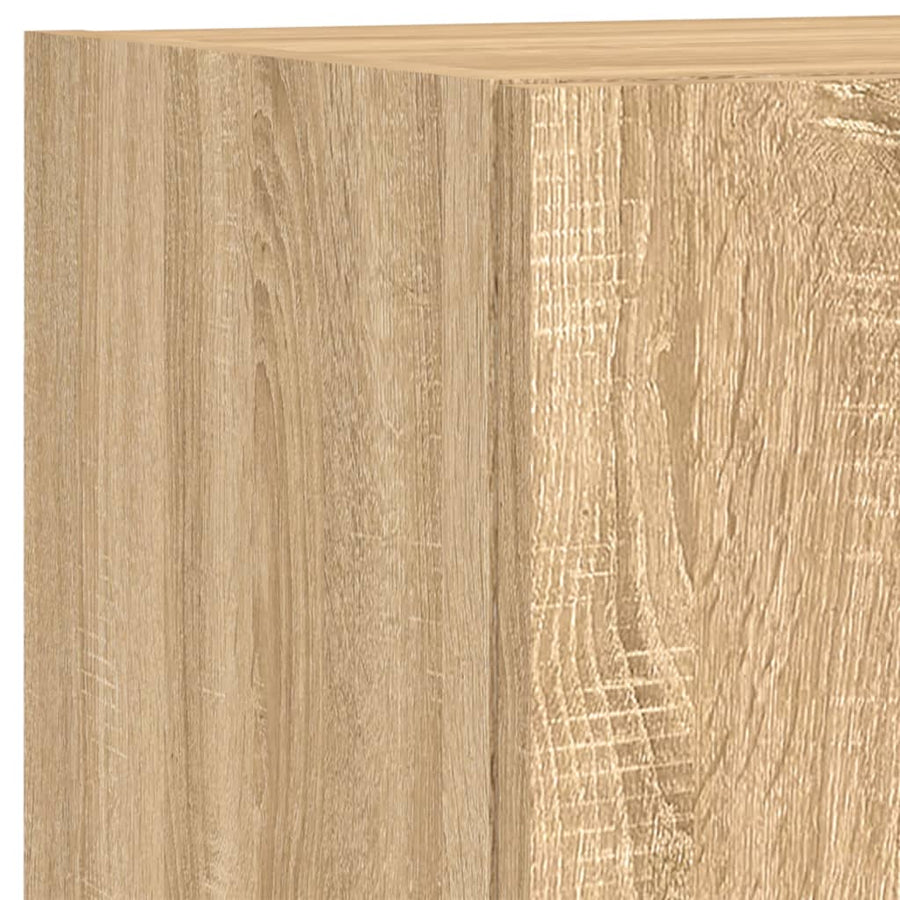 4-Delige Tv-Wandmeubelset Met Led Bewerkt Hout Sonoma eiken