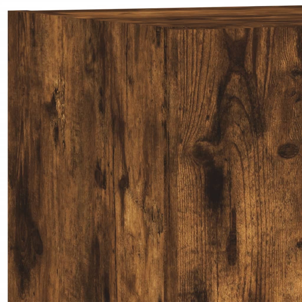 8-delige tv-wandmeubelset met LED bewerkt hout gerookt eiken
