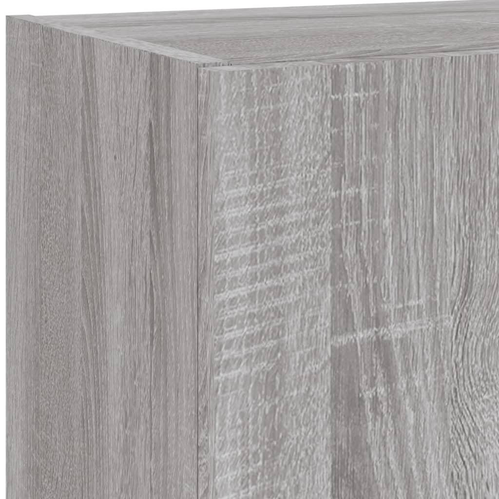 4-delige Tv-wandmeubelset met LED bewerkt hout grijs sonoma