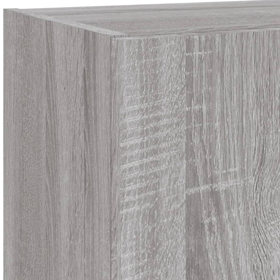 4-delige Tv-wandmeubelset met LED bewerkt hout grijs sonoma