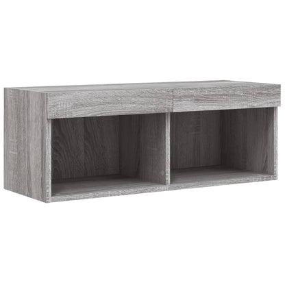 4-delige Tv-wandmeubelset met LED bewerkt hout grijs sonoma