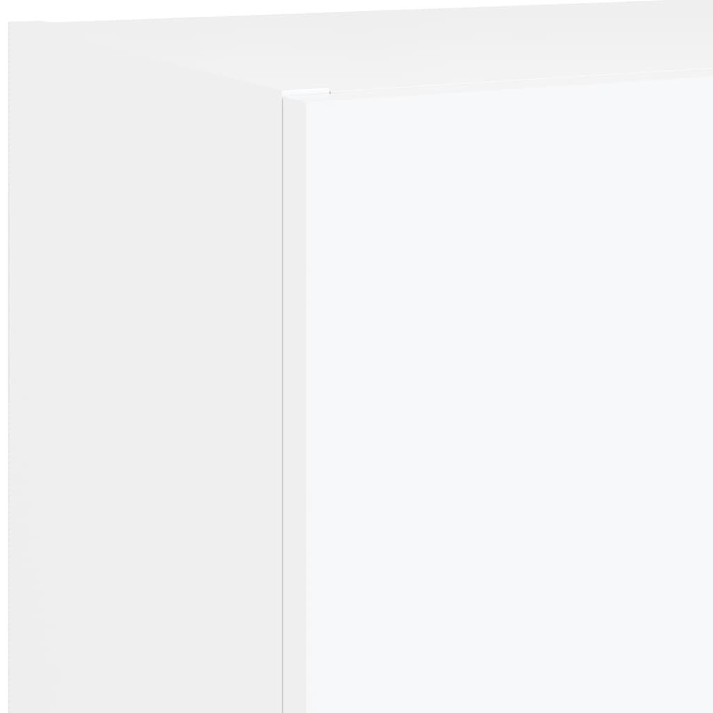 4-Delige Tv-Wandmeubelset Met Led-Verlichting Bewerkt Hout Wit