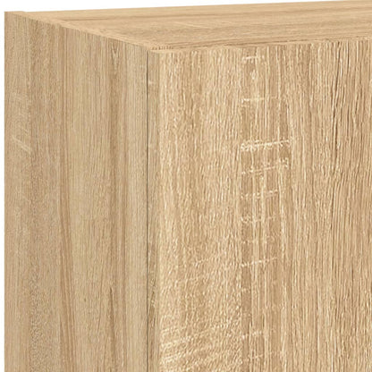 4-Delige Tv-Wandmeubelset Met Led Bewerkt Hout Sonoma eiken