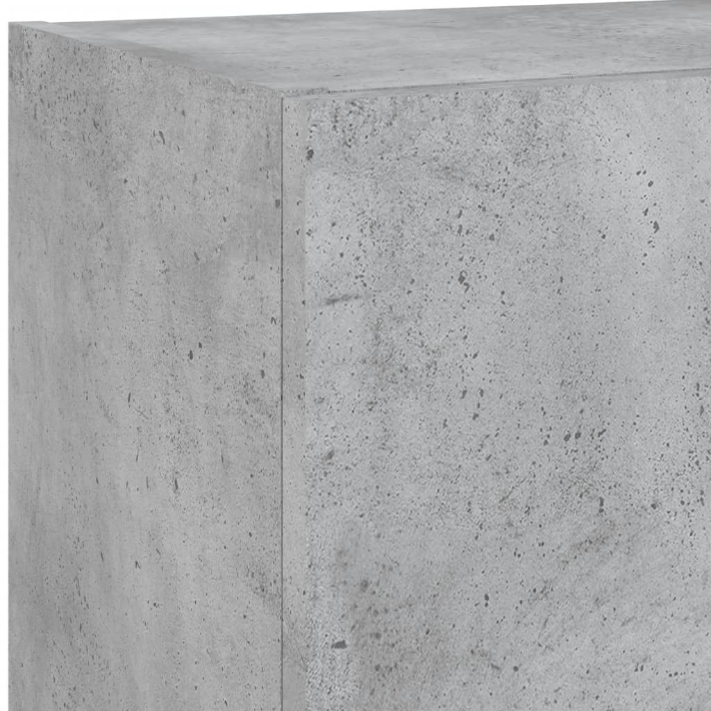 4-delige Tv-wandmeubelset met LED bewerkt hout betongrijs