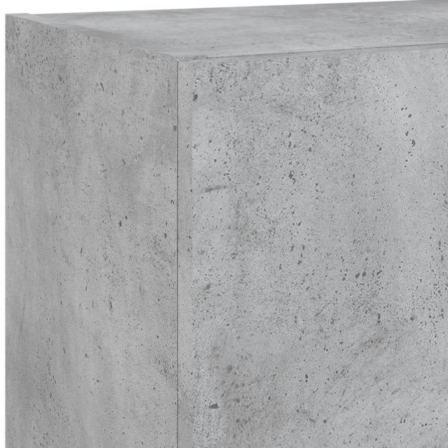 4-delige Tv-wandmeubelset met LED bewerkt hout betongrijs