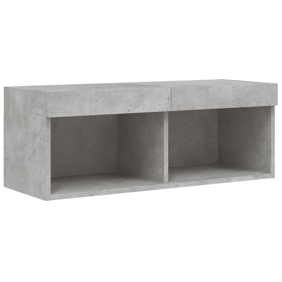 4-delige Tv-wandmeubelset met LED bewerkt hout betongrijs