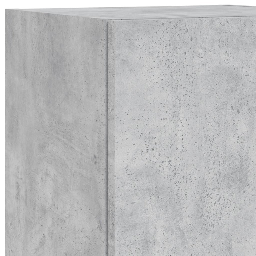 4-delige Tv-wandmeubelset met LED bewerkt hout betongrijs