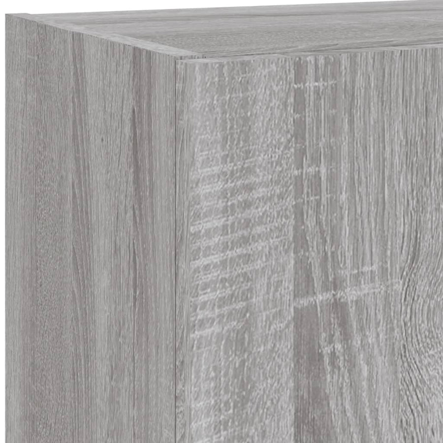 4-delige Tv-wandmeubelset met LED bewerkt hout grijs sonoma