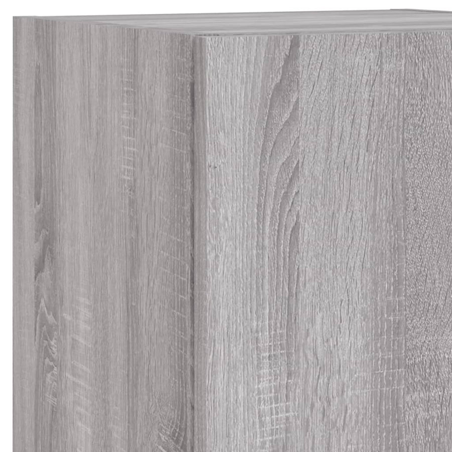 4-delige Tv-wandmeubelset met LED bewerkt hout grijs sonoma