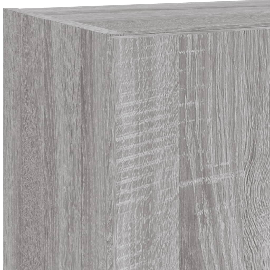 4-delige Tv-wandmeubelset met LED bewerkt hout grijs sonoma