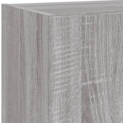 4-delige Tv-wandmeubelset met LED bewerkt hout grijs sonoma