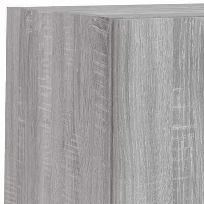 4-delige Tv-wandmeubelset met LED bewerkt hout grijs sonoma