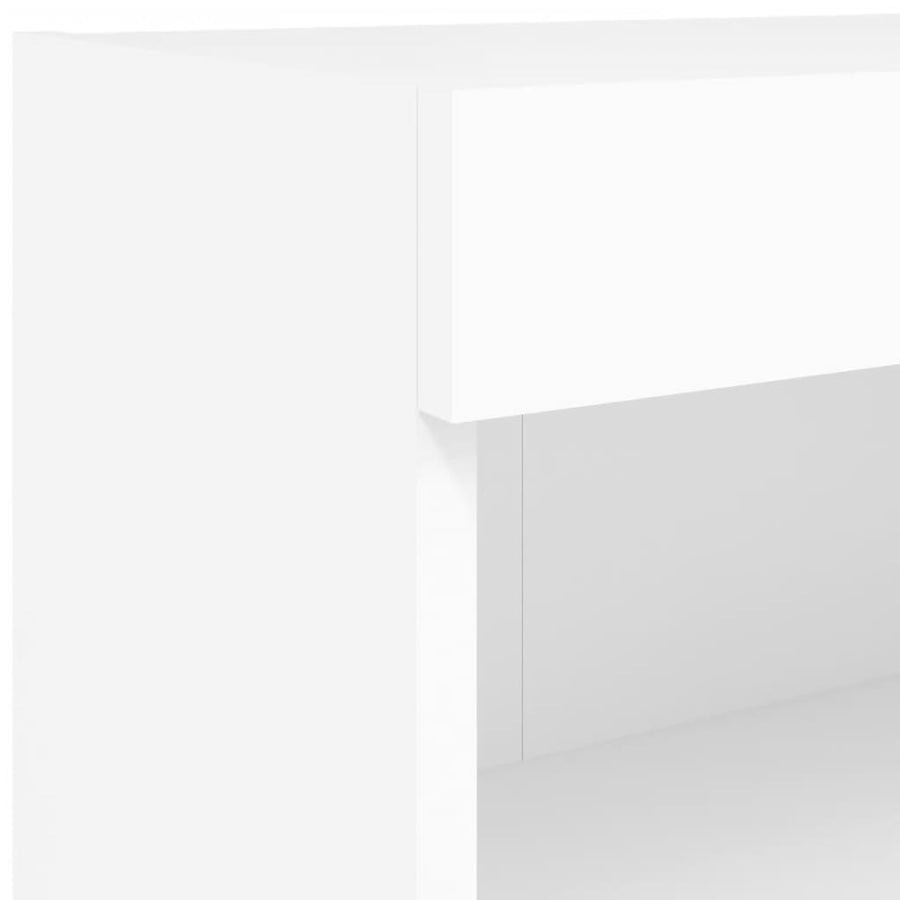 8-Delige Tv-Wandmeubelset Met Led-Verlichting Bewerkt Hout Wit