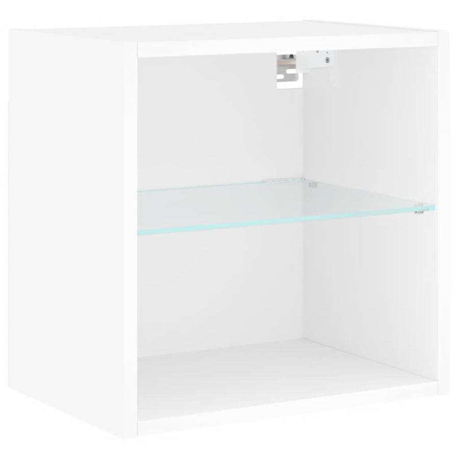 8-Delige Tv-Wandmeubelset Met Led-Verlichting Bewerkt Hout Wit