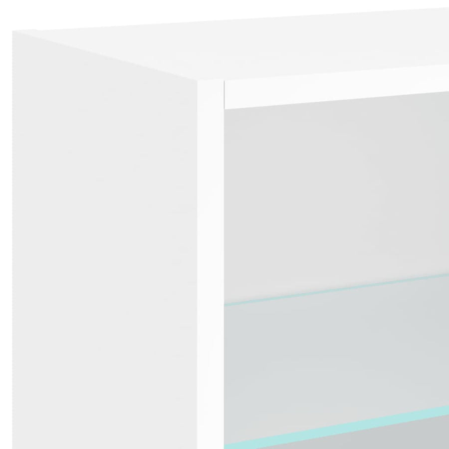 8-Delige Tv-Wandmeubelset Met Led-Verlichting Bewerkt Hout Wit