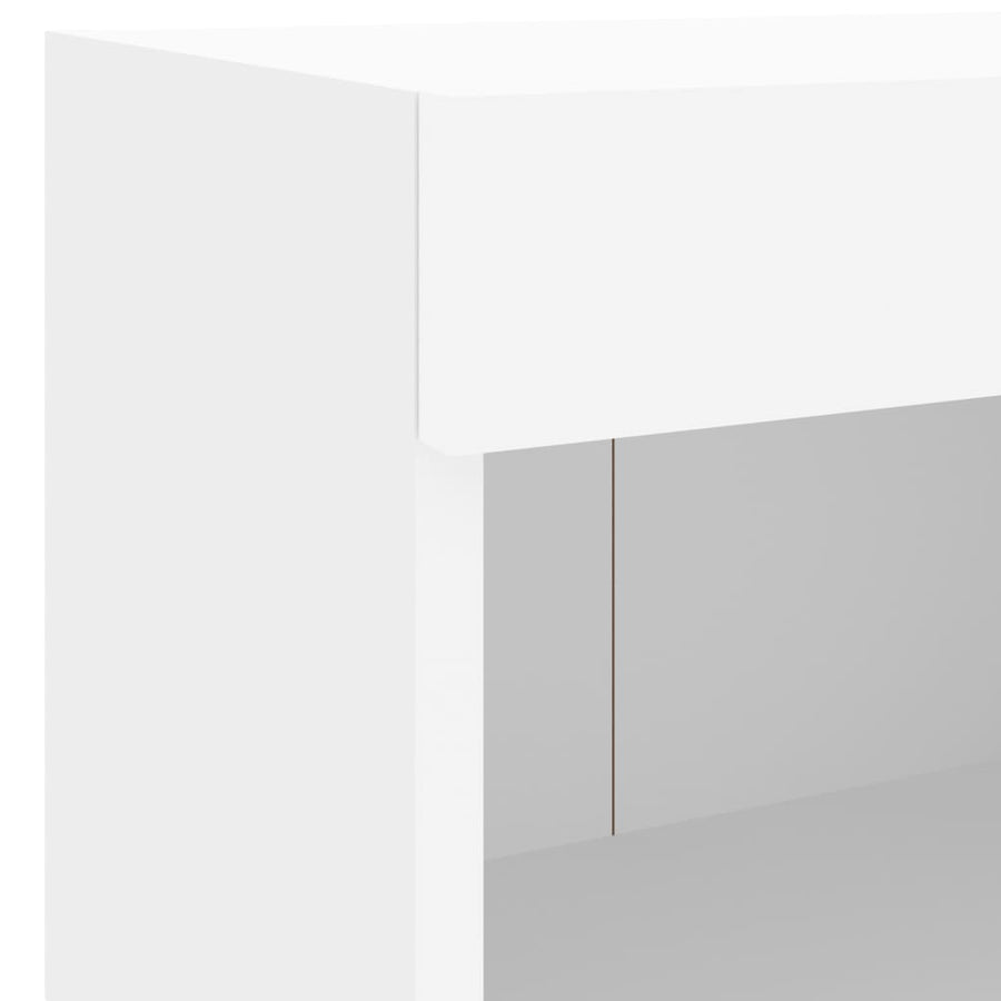 8-Delige Tv-Wandmeubelset Met Led-Verlichting Bewerkt Hout Wit