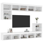 Tv-wandmeubelset 8-delig bewerkt hout wit met LED