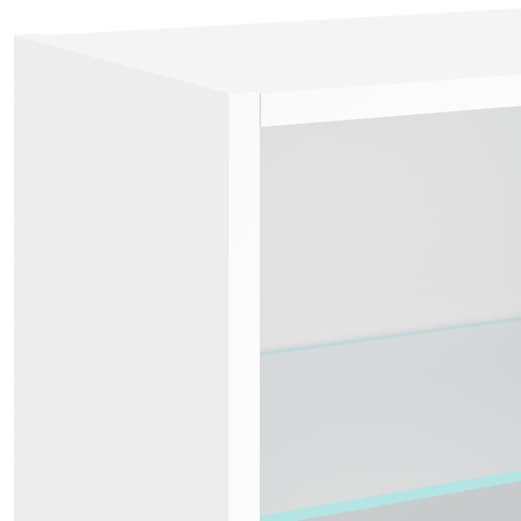 5-Delige Tv-Wandmeubelset Met Led-Verlichting Bewerkt Hout Wit