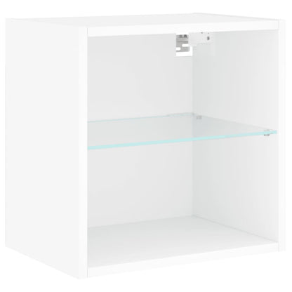 5-Delige Tv-Wandmeubelset Met Led-Verlichting Bewerkt Hout Wit