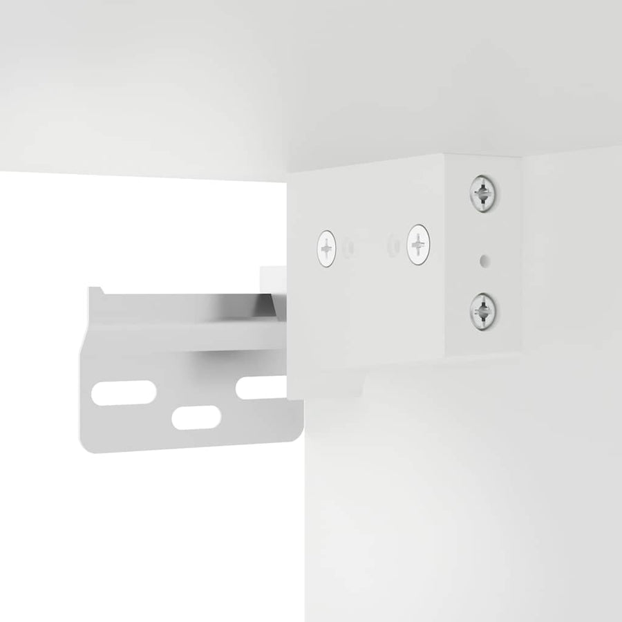 5-delige Tv-wandmeubelset met LED-verlichting bewerkt hout wit