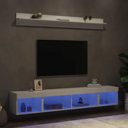 Tv-wandmeubelset 5-delig bewerkt hout wit met LED
