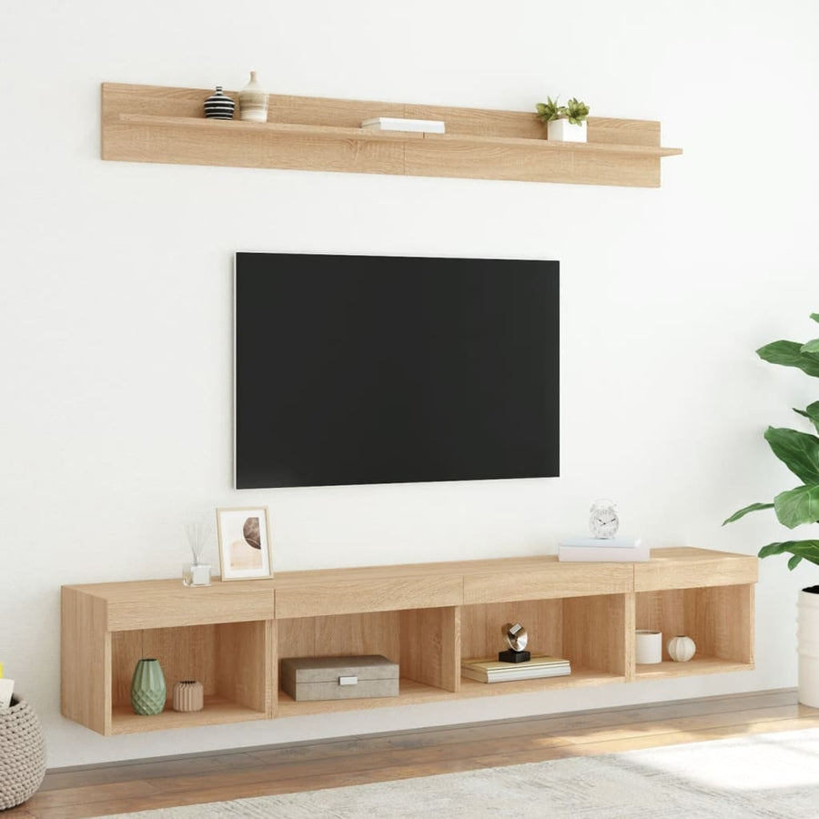 5-delige Tv-wandmeubelset met LED bewerkt hout sonoma eiken
