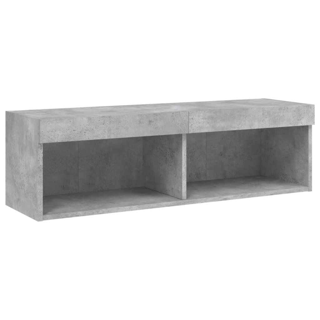 5-delige Tv-wandmeubelset met LED bewerkt hout betongrijs