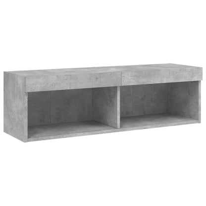 5-delige Tv-wandmeubelset met LED bewerkt hout betongrijs