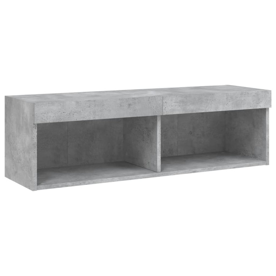 5-delige Tv-wandmeubelset met LED bewerkt hout betongrijs