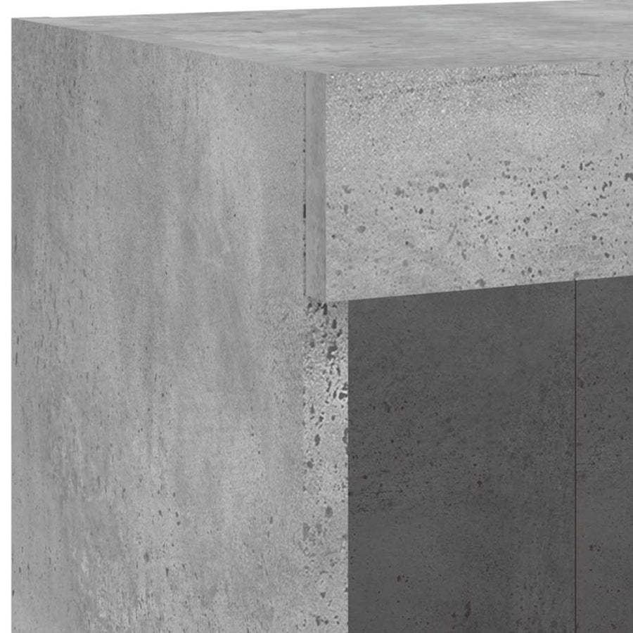 5-delige Tv-wandmeubelset met LED bewerkt hout betongrijs
