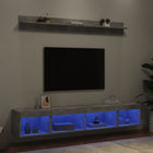 Tv-wandmeubelset 5-delig bewerkt hout betongrijs LED