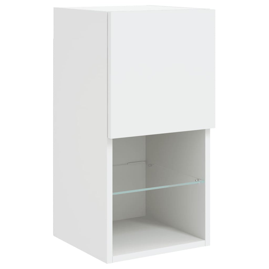 6-delige Tv-wandmeubelset met LED-verlichting bewerkt hout wit