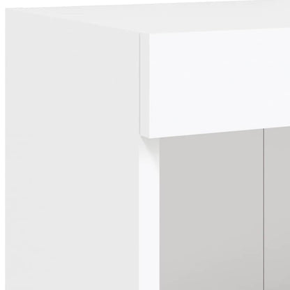 6-delige Tv-wandmeubelset met LED-verlichting bewerkt hout wit