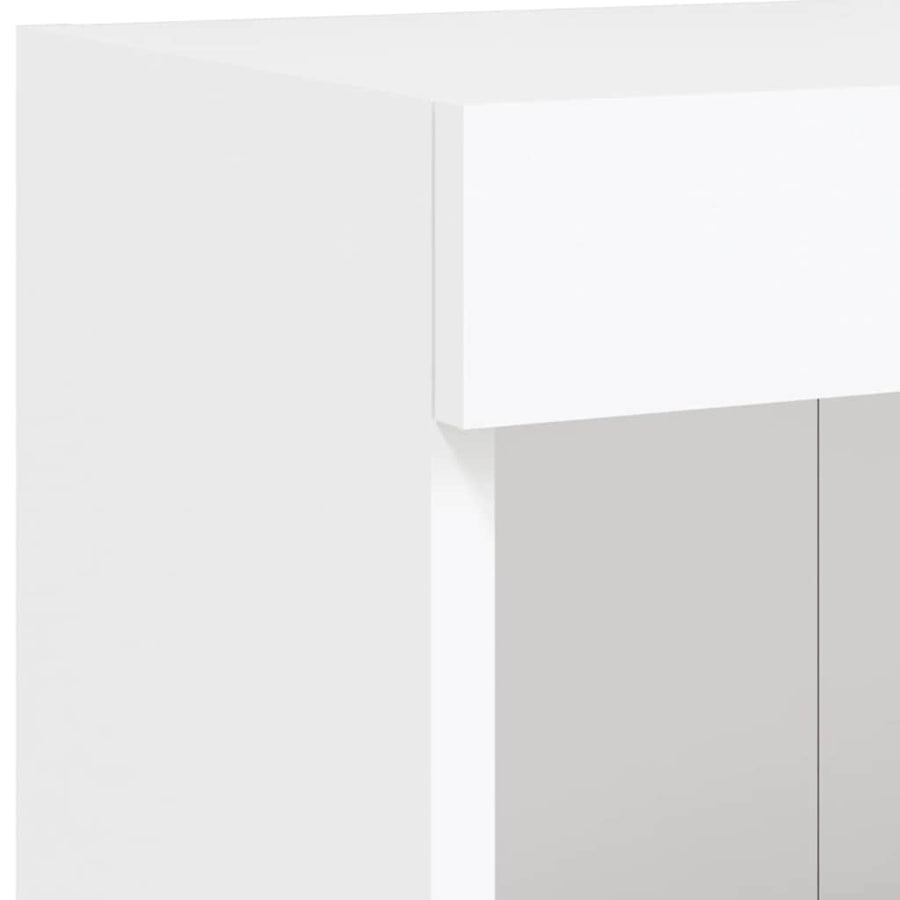 6-delige Tv-wandmeubelset met LED-verlichting bewerkt hout wit