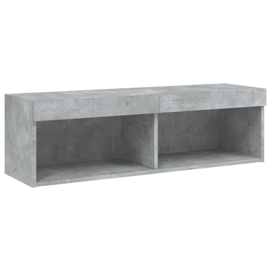 6-delige Tv-wandmeubelset met LED bewerkt hout betongrijs