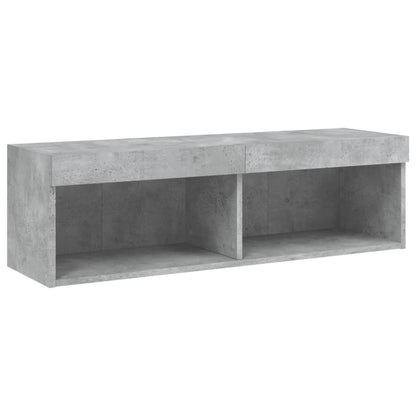 6-delige Tv-wandmeubelset met LED bewerkt hout betongrijs