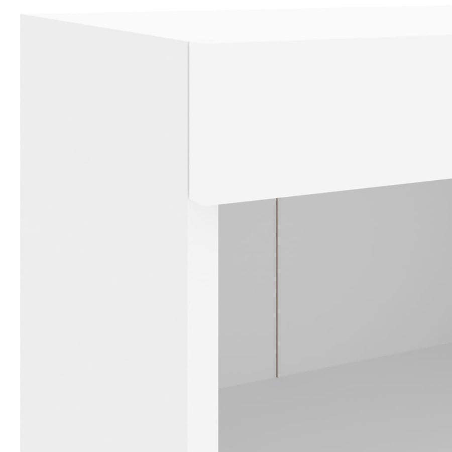 5-Delige Tv-Wandmeubelset Met Led-Verlichting Bewerkt Hout Wit
