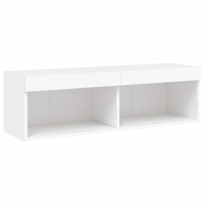 5-Delige Tv-Wandmeubelset Met Led-Verlichting Bewerkt Hout Wit