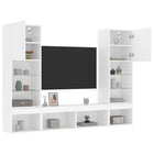 Tv-wandmeubelset 5-delig bewerkt hout wit met led