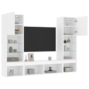 Tv-wandmeubelset 5-delig bewerkt hout wit met led