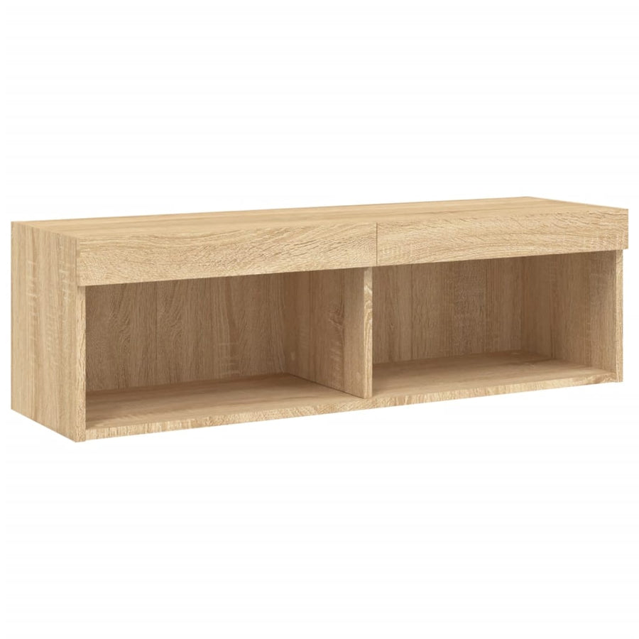 5-Delige Tv-Wandmeubelset Met Led Bewerkt Hout Sonoma eiken