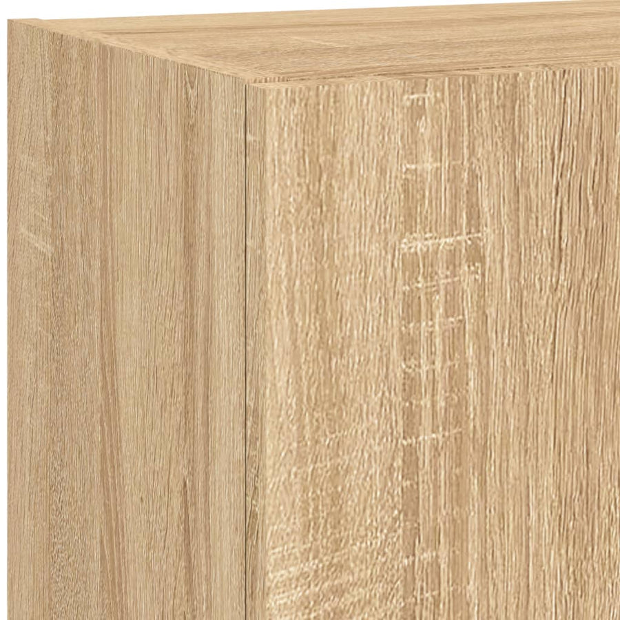 5-Delige Tv-Wandmeubelset Met Led Bewerkt Hout Sonoma eiken