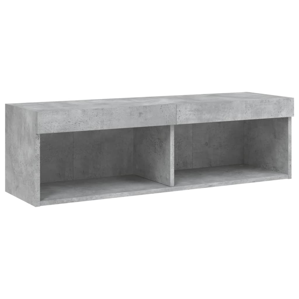 5-Delige Tv-Wandmeubelset Met Led Bewerkt Hout Betongrijs
