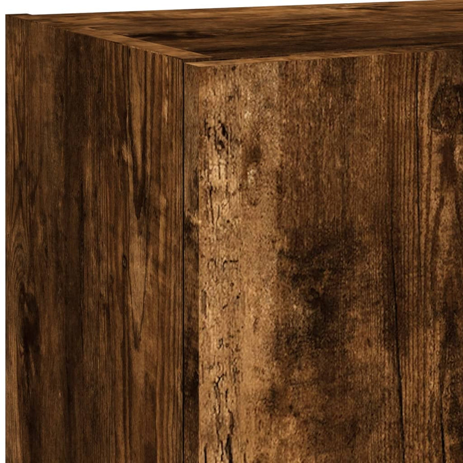 5-Delige Tv-Wandmeubelset Met Led Bewerkt Hout Gerookt eiken