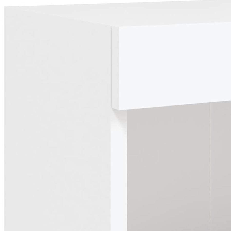 5-Delige Tv-Wandmeubelset Met Led-Verlichting Bewerkt Hout Wit