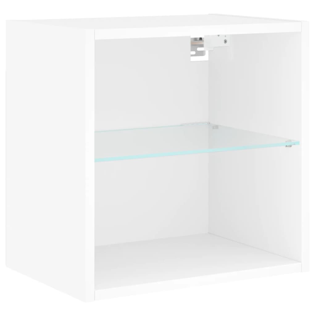 5-Delige Tv-Wandmeubelset Met Led-Verlichting Bewerkt Hout Wit
