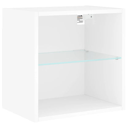 5-Delige Tv-Wandmeubelset Met Led-Verlichting Bewerkt Hout Wit