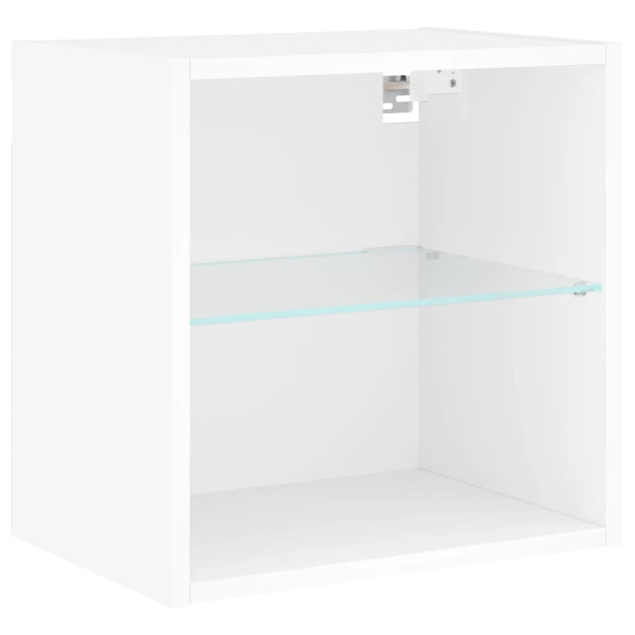 5-Delige Tv-Wandmeubelset Met Led-Verlichting Bewerkt Hout Wit